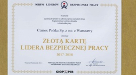 CEMEX ze Złotą Kartą Lidera Bezpiecznej Pracy